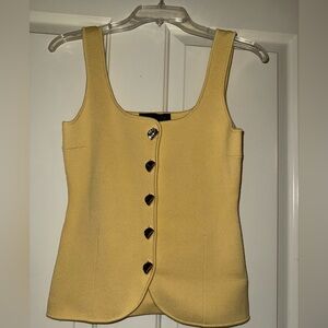 Zara Yellow Sleeveless Tank-top with Silver Buttons